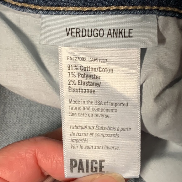 Paige Verdugo Ankle Distressed Undone Hem Jeans, EUC, Size 29 (Women’s Size 8) - Picture 4 of 12